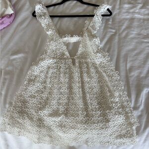 For Love And Lemons White Ruffled Tiered Babydoll Dress
